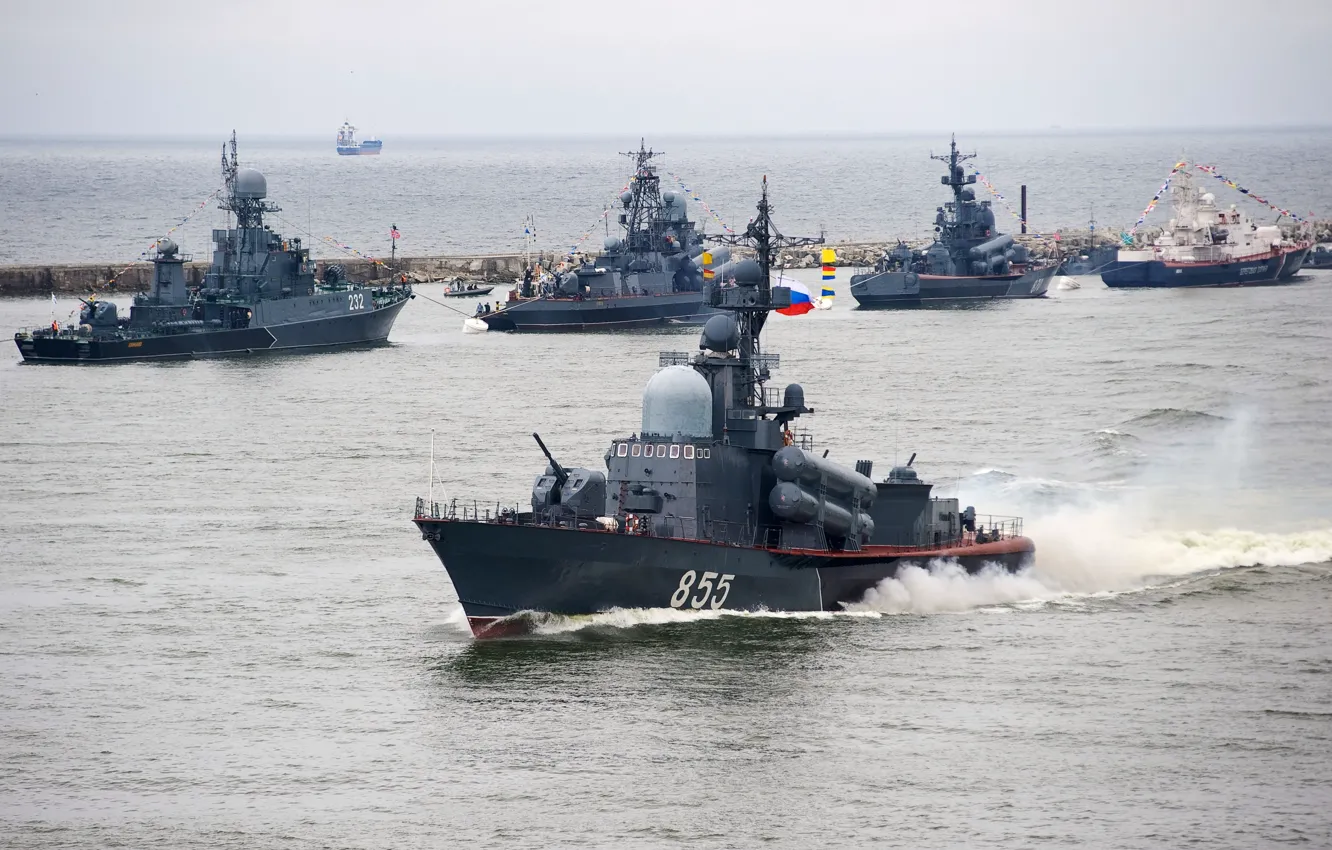 Photo wallpaper sea, ships, Russia, Exercises