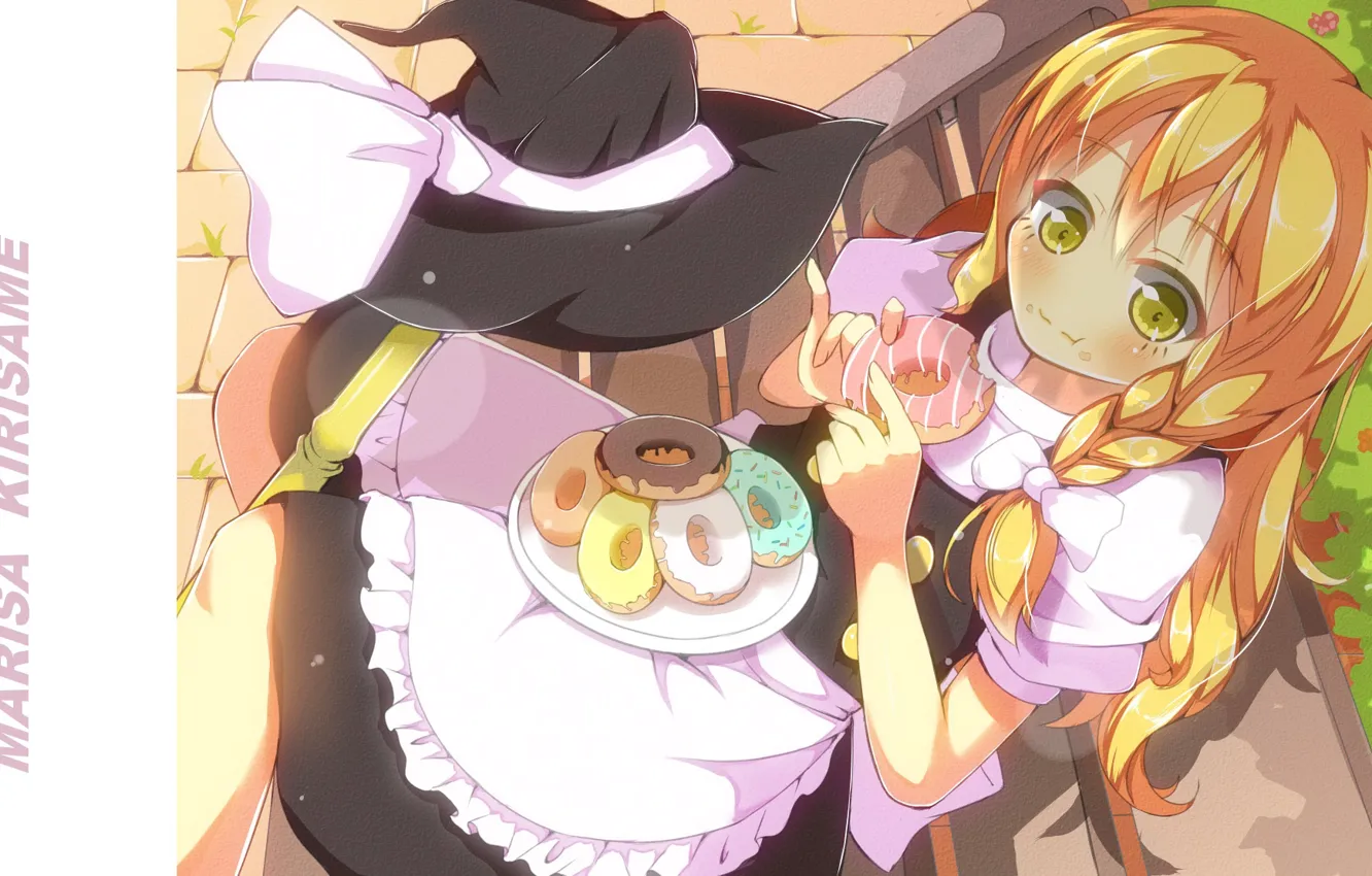 Photo wallpaper look, sweets, donuts, art, pigtail, glaze, witch hat, witch