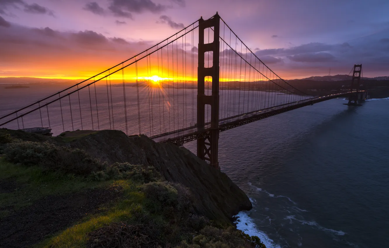Photo wallpaper sunset, bridge, San Francisco, USA, USA, Golden Gate Bridge, California, San Francisco
