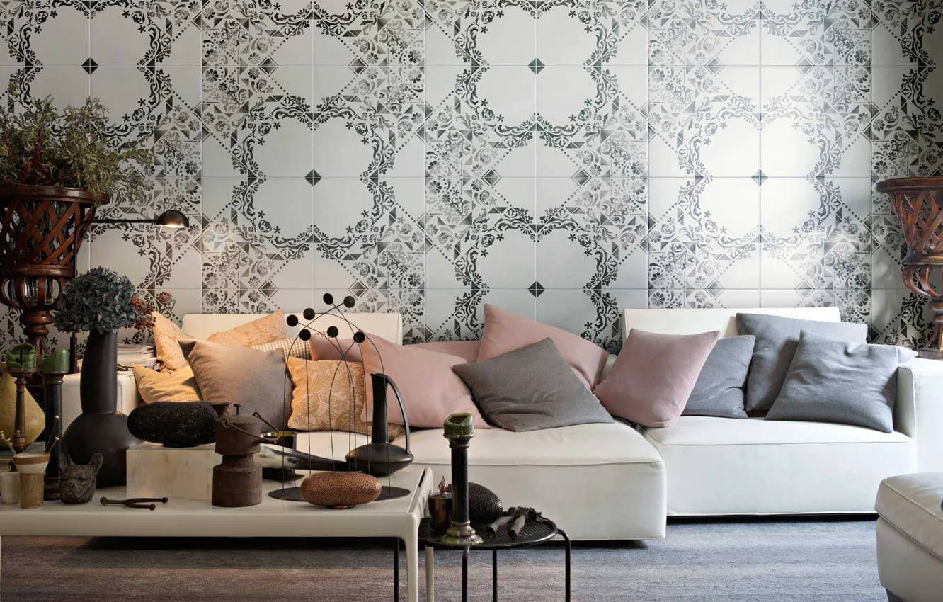 Photo wallpaper style, Wallpaper, interior, sofa, living room