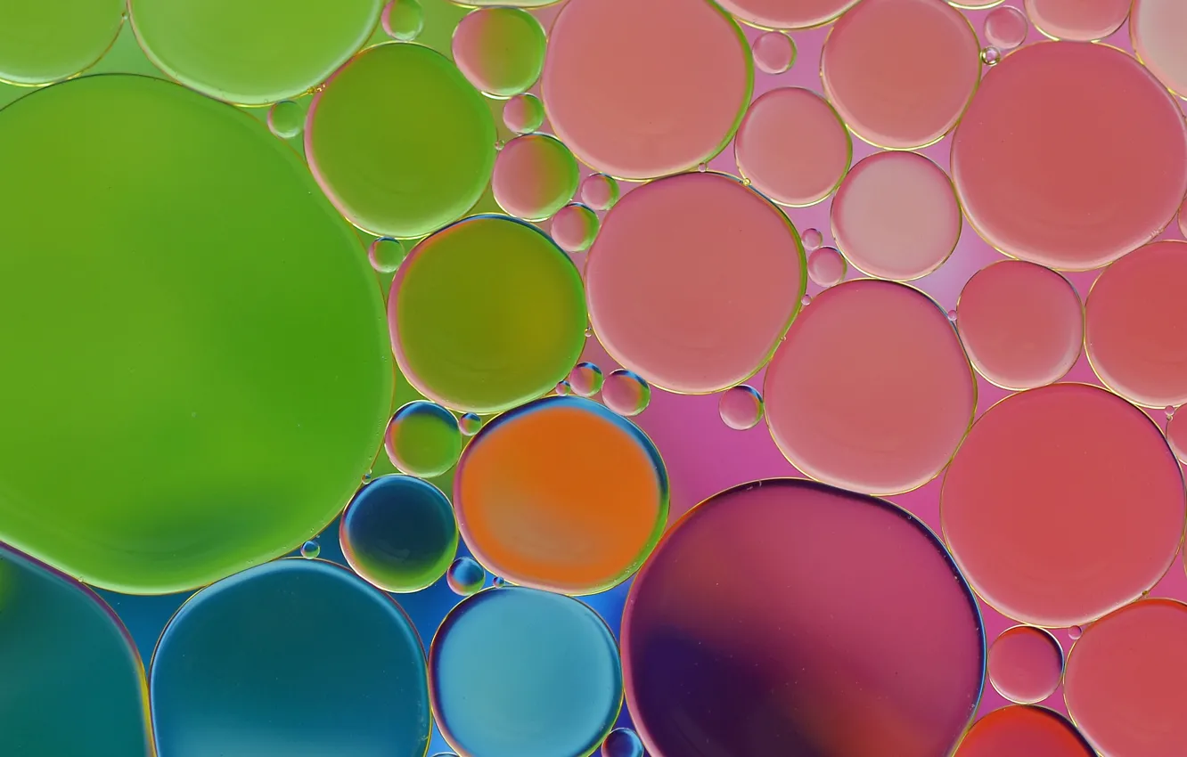 Photo wallpaper water, circles, bubbles, oil, the air, the volume