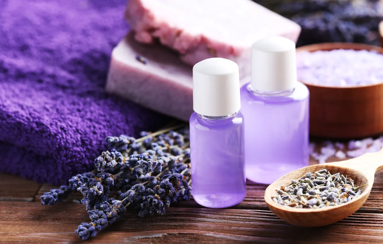 Photo wallpaper soap, lavender, purple, lavender, salt, spa, oil