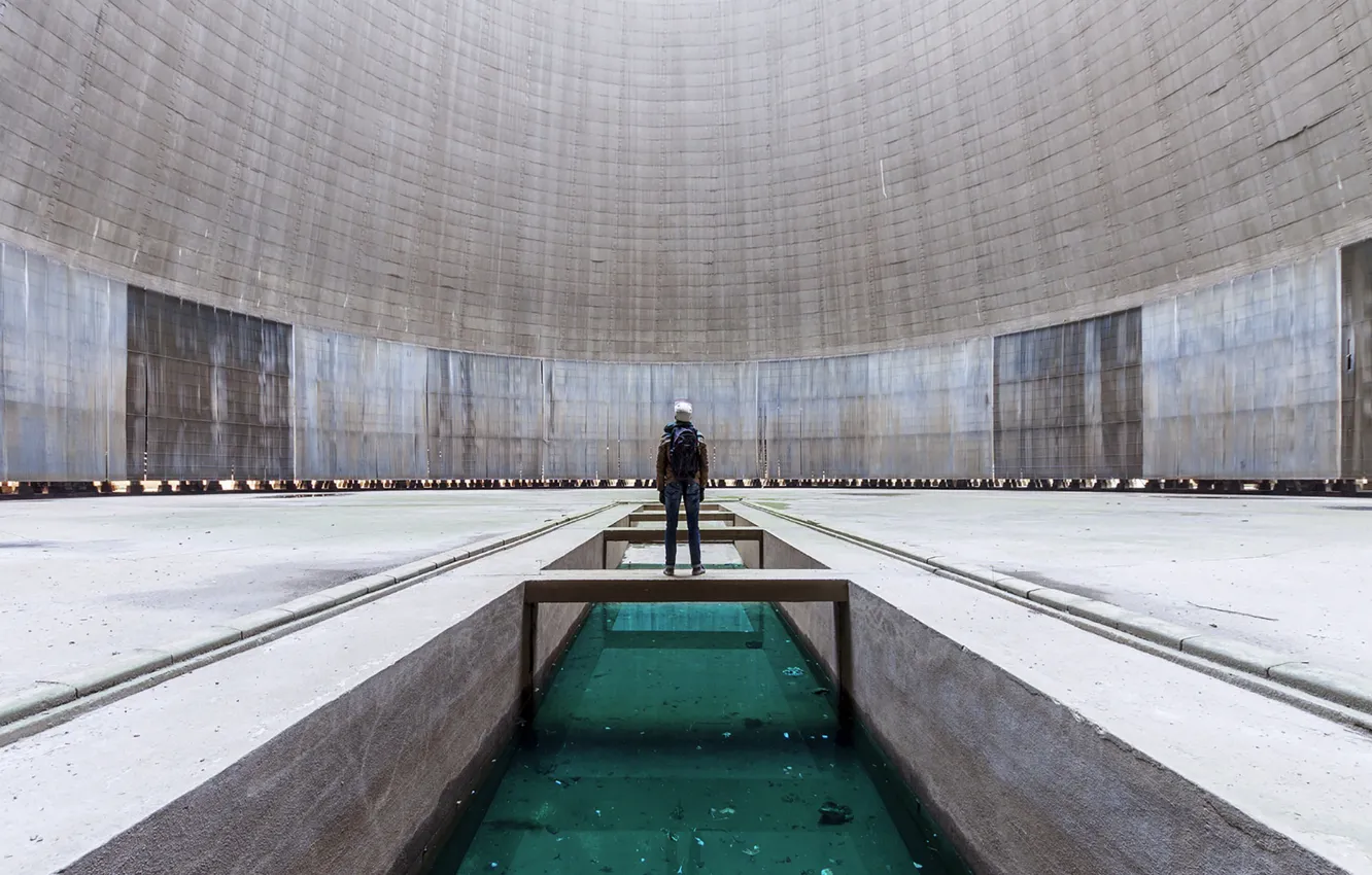 Photo wallpaper Lost, factory, alone, man, abandoned