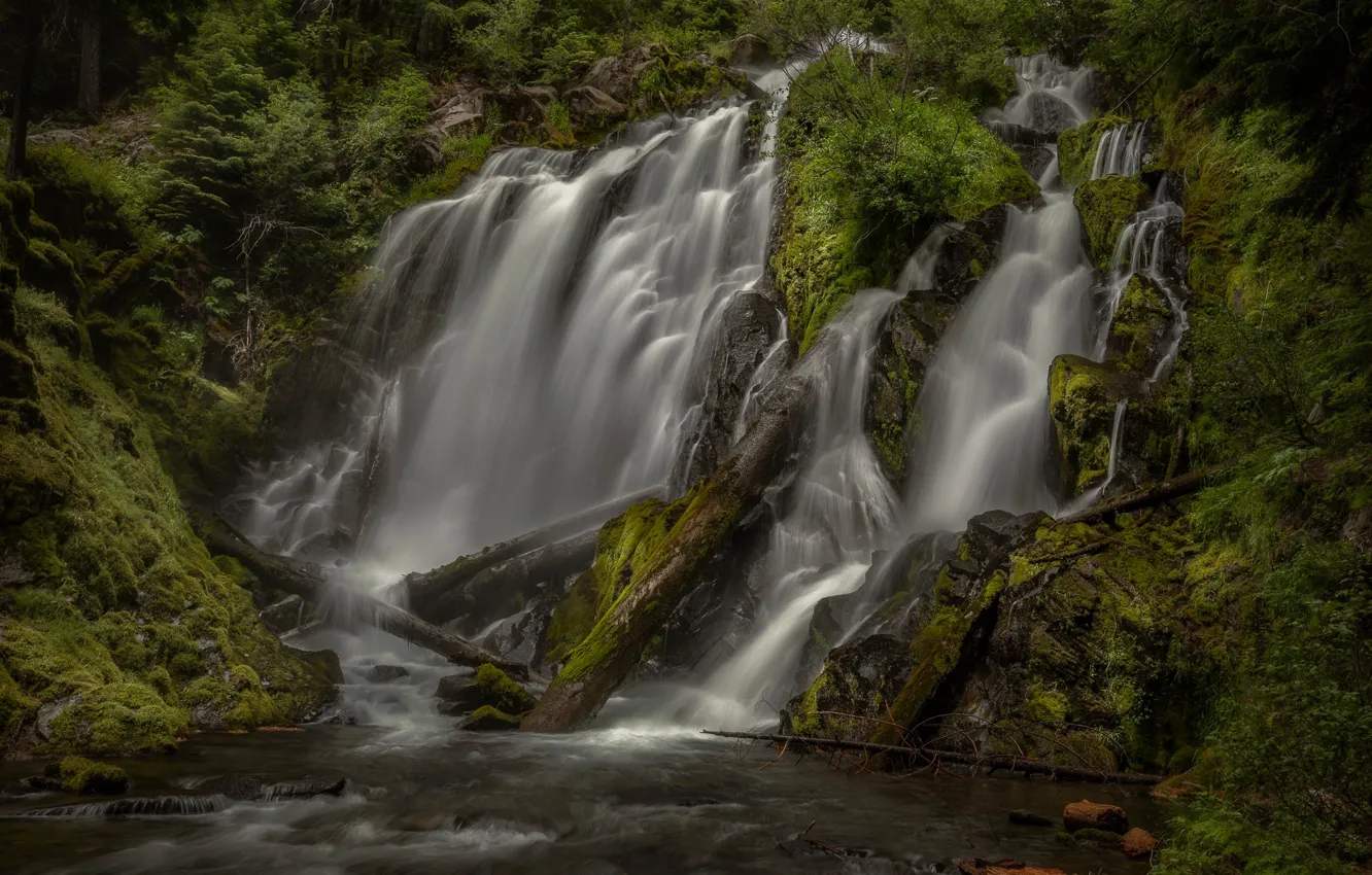 Photo wallpaper nature, rocks, shore, waterfall, stream