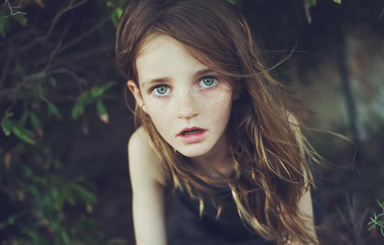 Photo wallpaper look, nature, hair, girl, freckles