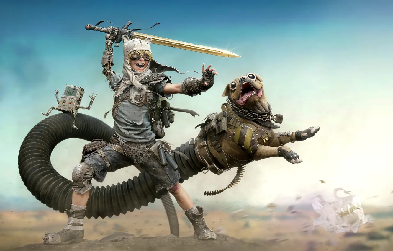 Photo wallpaper digital art, artwork, wasteland