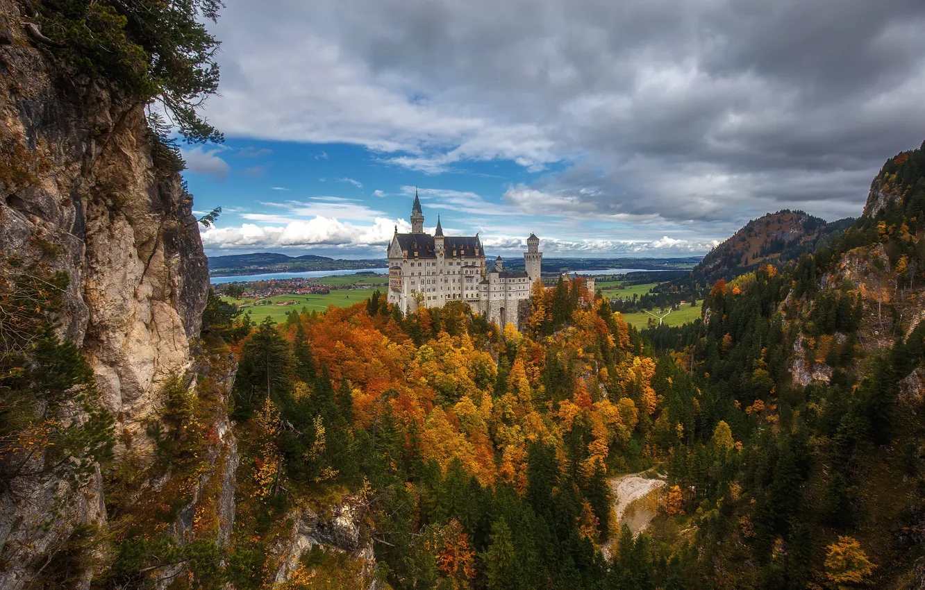 Photo wallpaper autumn, Germany, Bayern, Neuschwanstein Castle