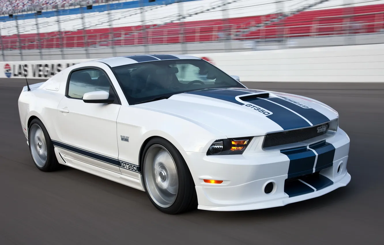 Photo wallpaper white, speed, track, Mustang, Ford, Shelby, Mustang, white