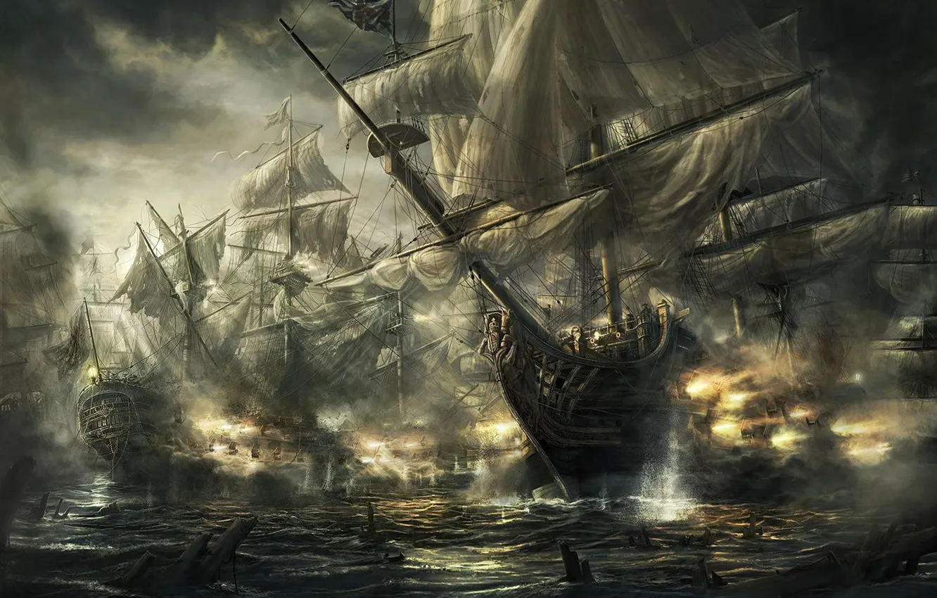 Photo wallpaper Empire: Total war, Britain, The battle, Sailboats