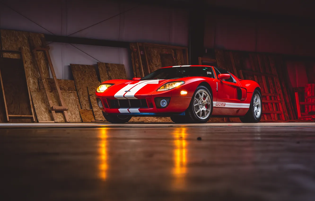 Photo wallpaper car, Ford GT, red