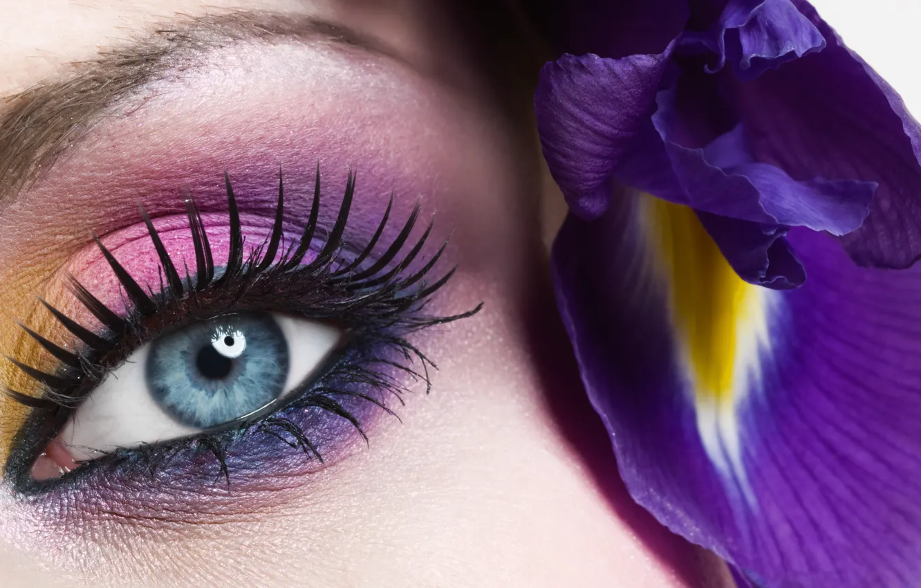 Photo wallpaper flower, eyes, blue