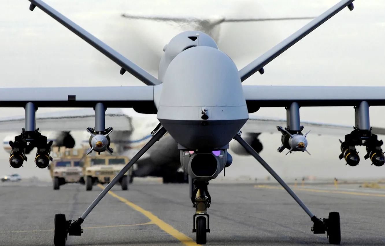 Photo wallpaper Reaper, MQ-9, General Atomics Aeronautical Systems, reconnaissance and strike UAVs, us drone