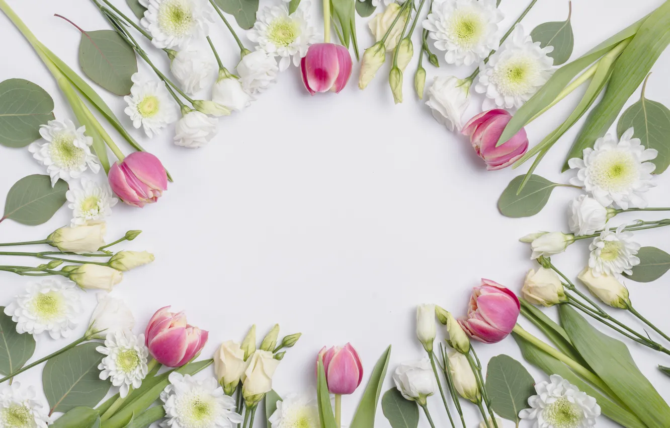 Photo wallpaper flowers, tulips, chrysanthemum, eustoma