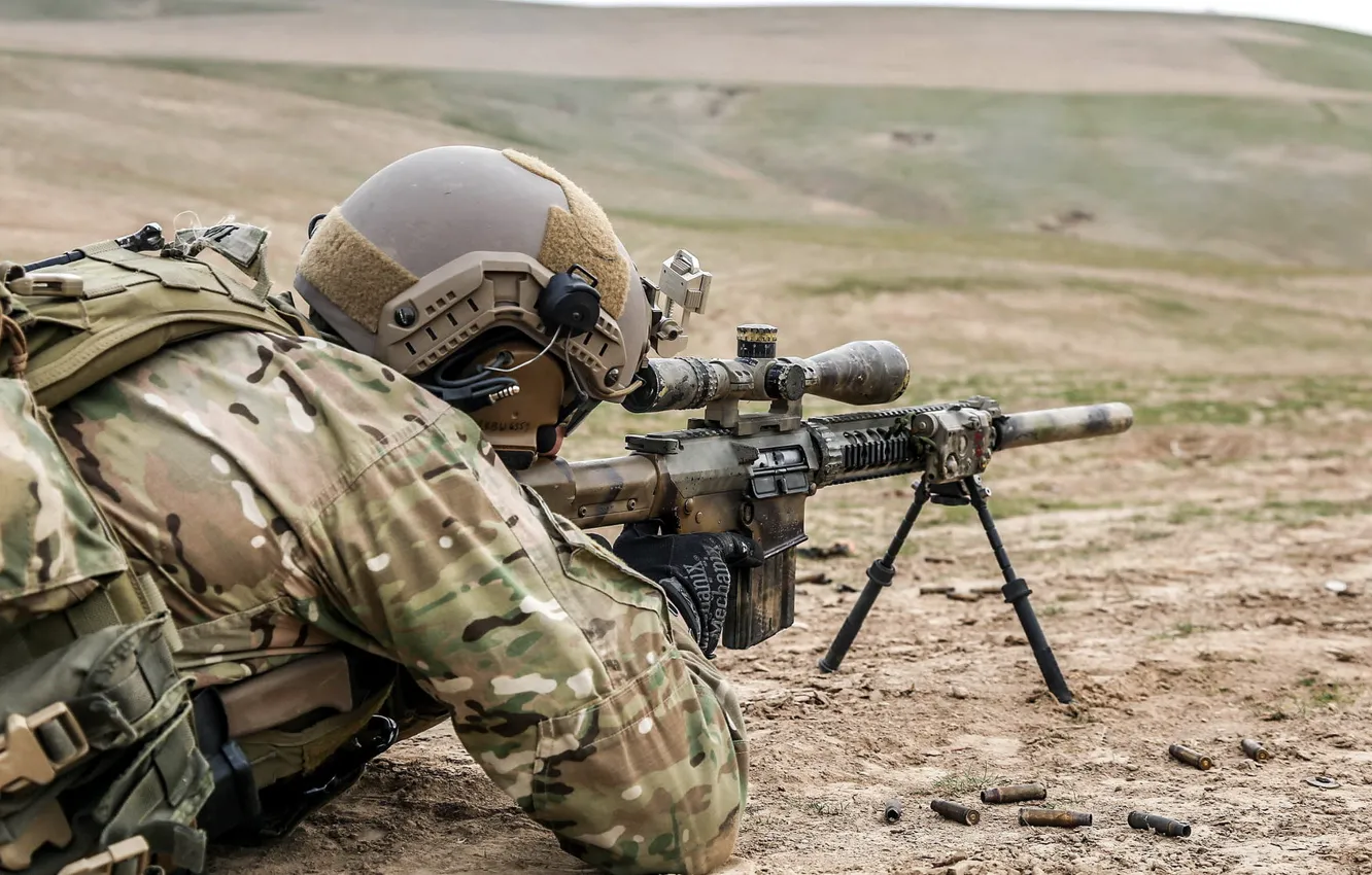 Photo wallpaper Afghanistan, United States Spec Ops, SR-25 Sniper Rifle