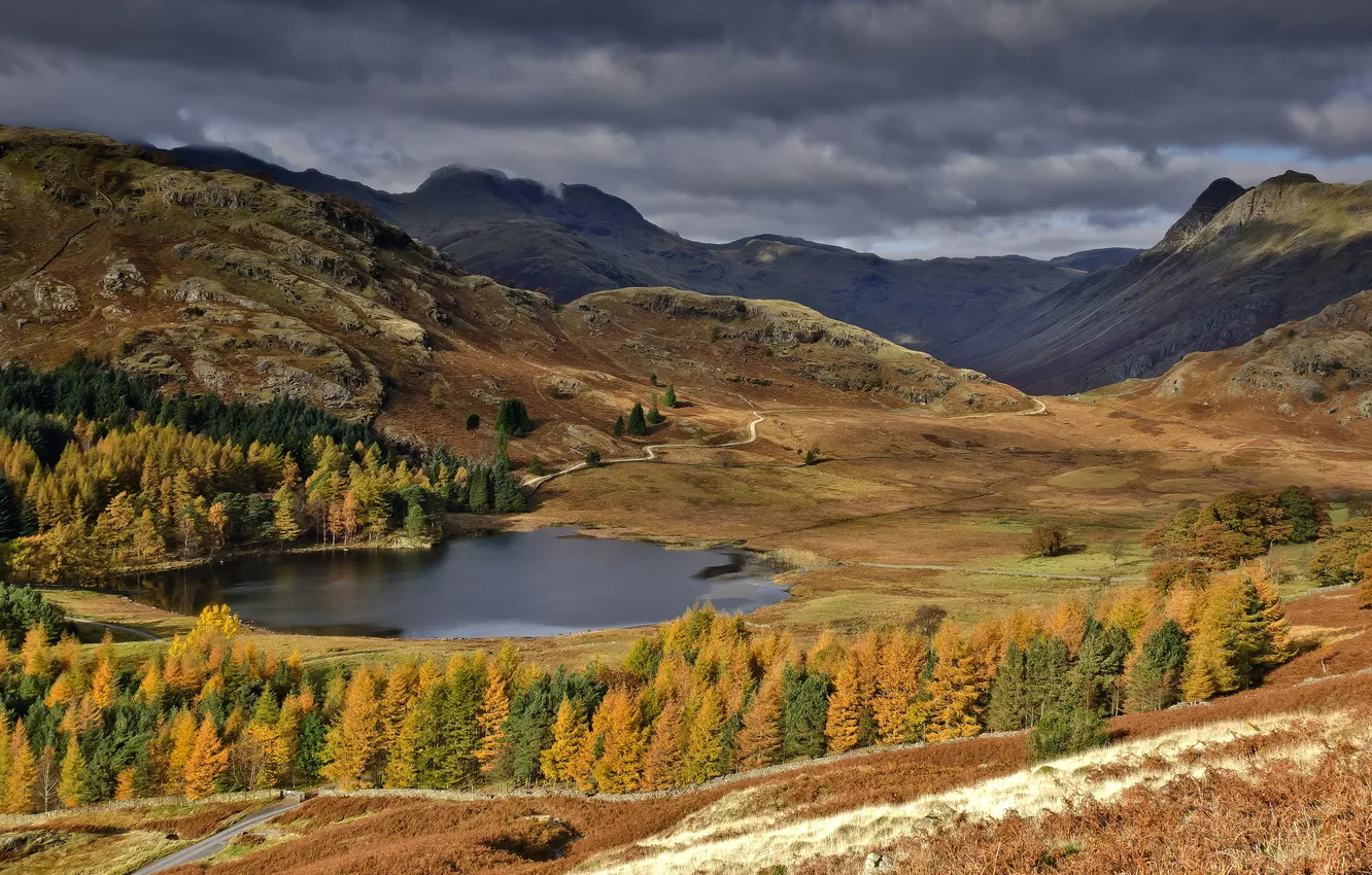 Photo wallpaper landscape, mountains, lake