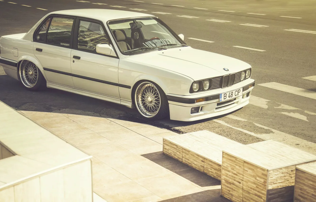 Photo wallpaper BMW, Car, E30, BBS, Stance, Wheels, Lowsociety
