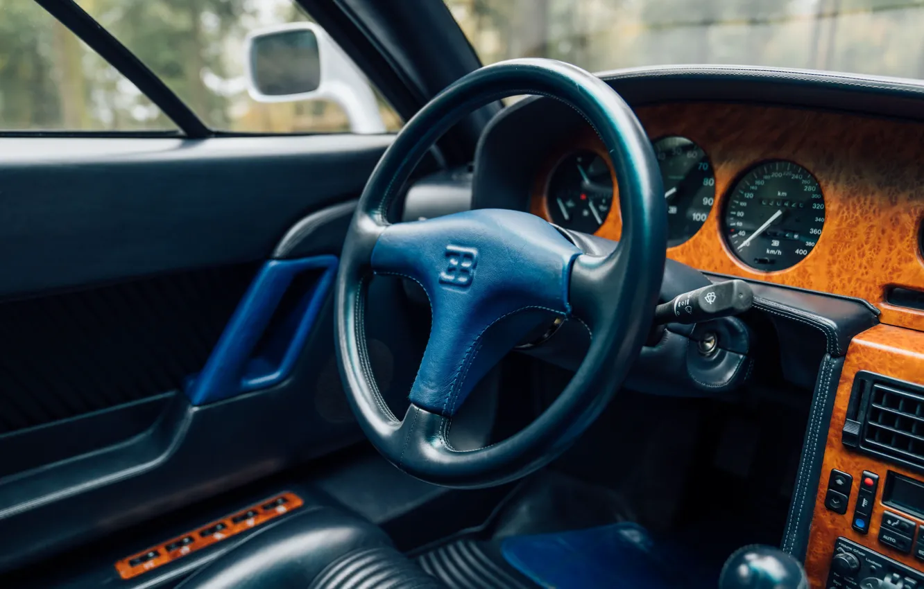 Photo wallpaper Bugatti, steering wheel, Bugatti EB110 GT, EB 110