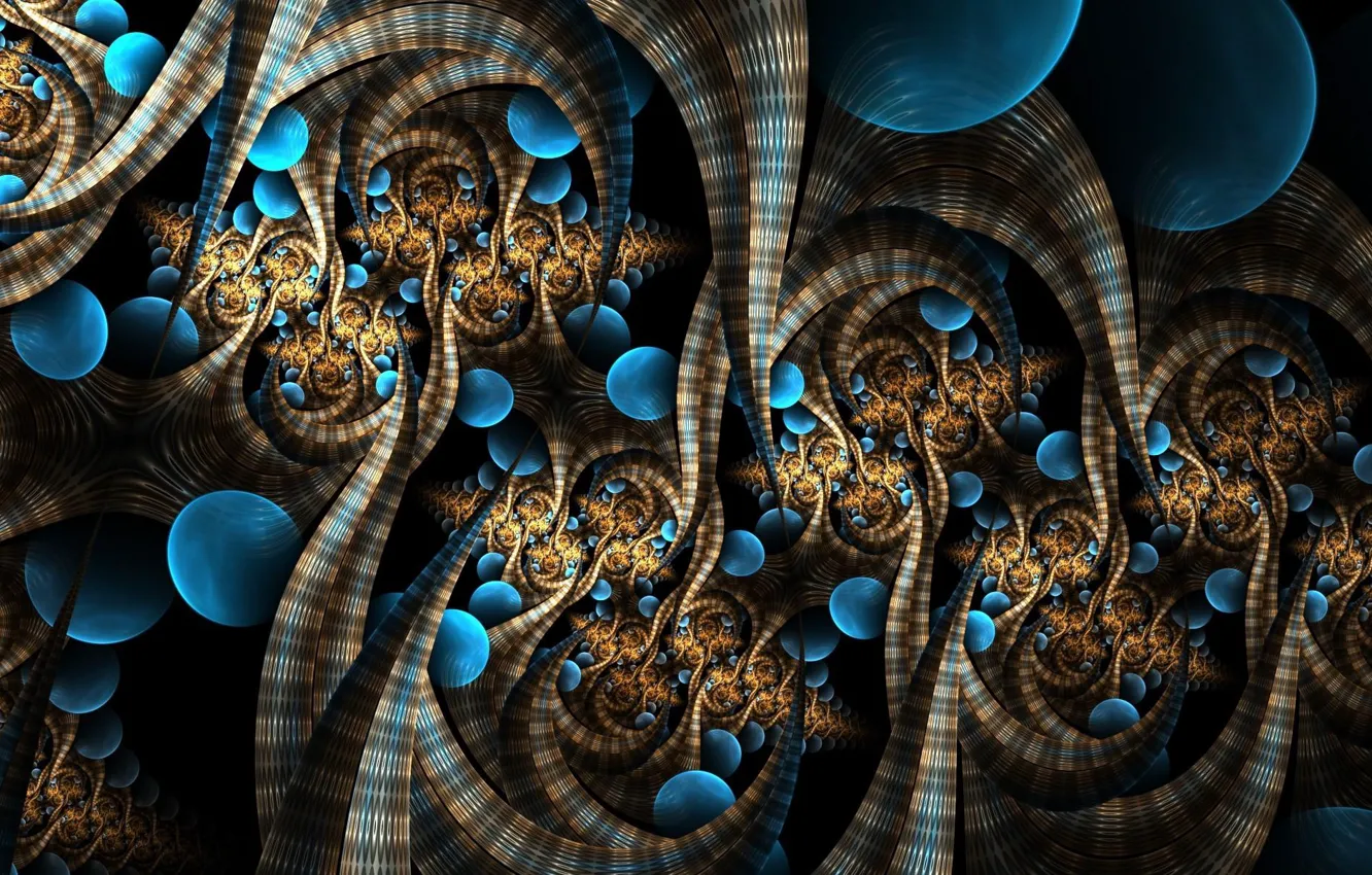 Photo wallpaper patterns, fractals, weave, patterns, fractals, blue balls, blue balls, geometry shapes