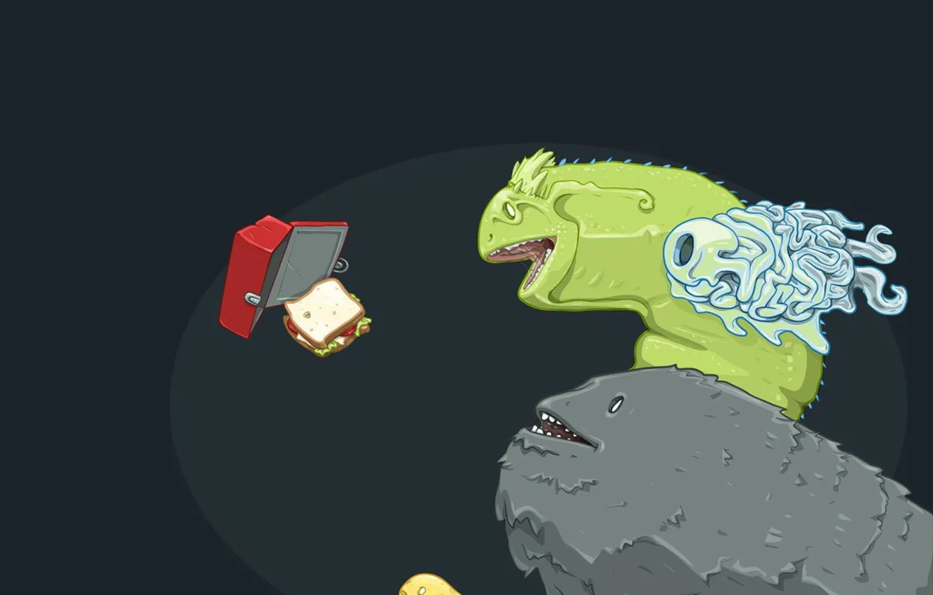 Photo wallpaper box, monster, Breakfast