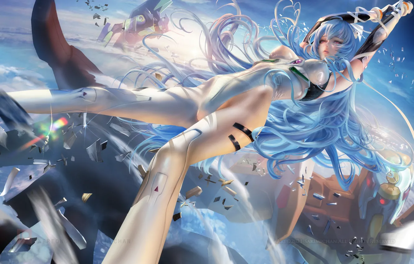 Photo wallpaper the sky, girl, Neon Genesis Evangelion, Rei Ayanami