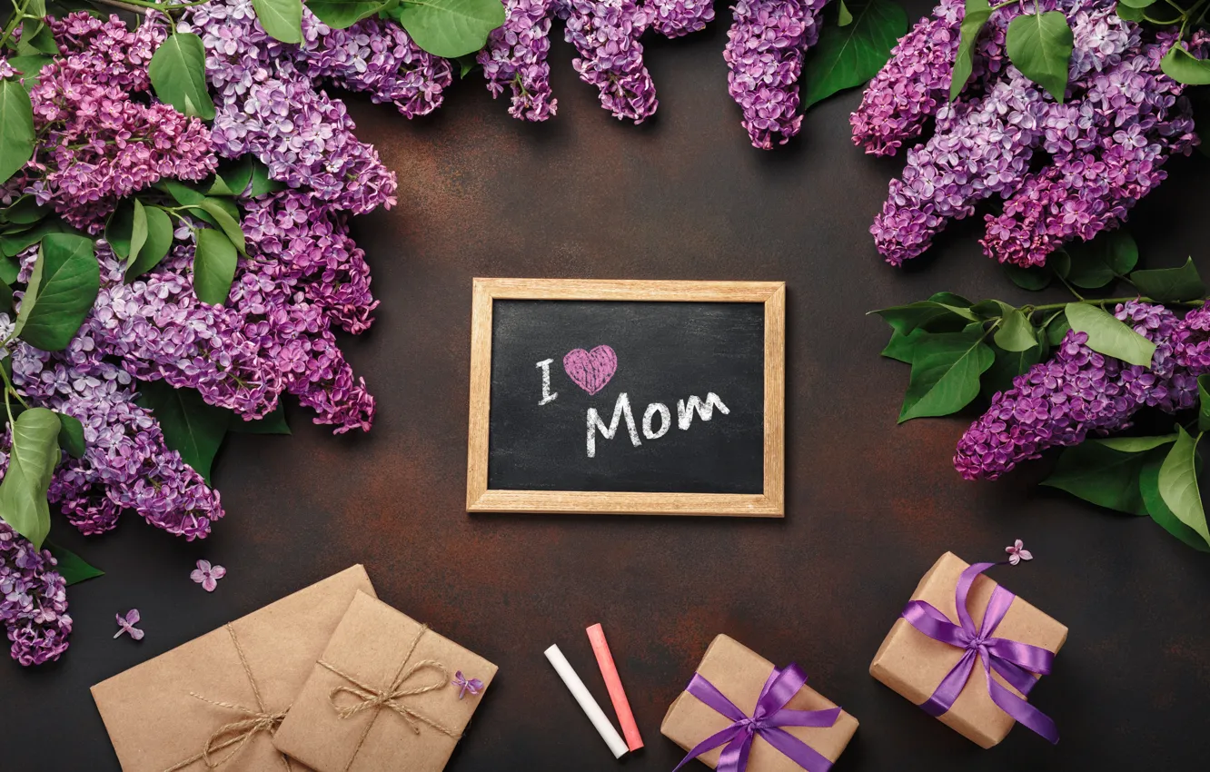 Photo wallpaper spring, gifts, lilac, Mother's day
