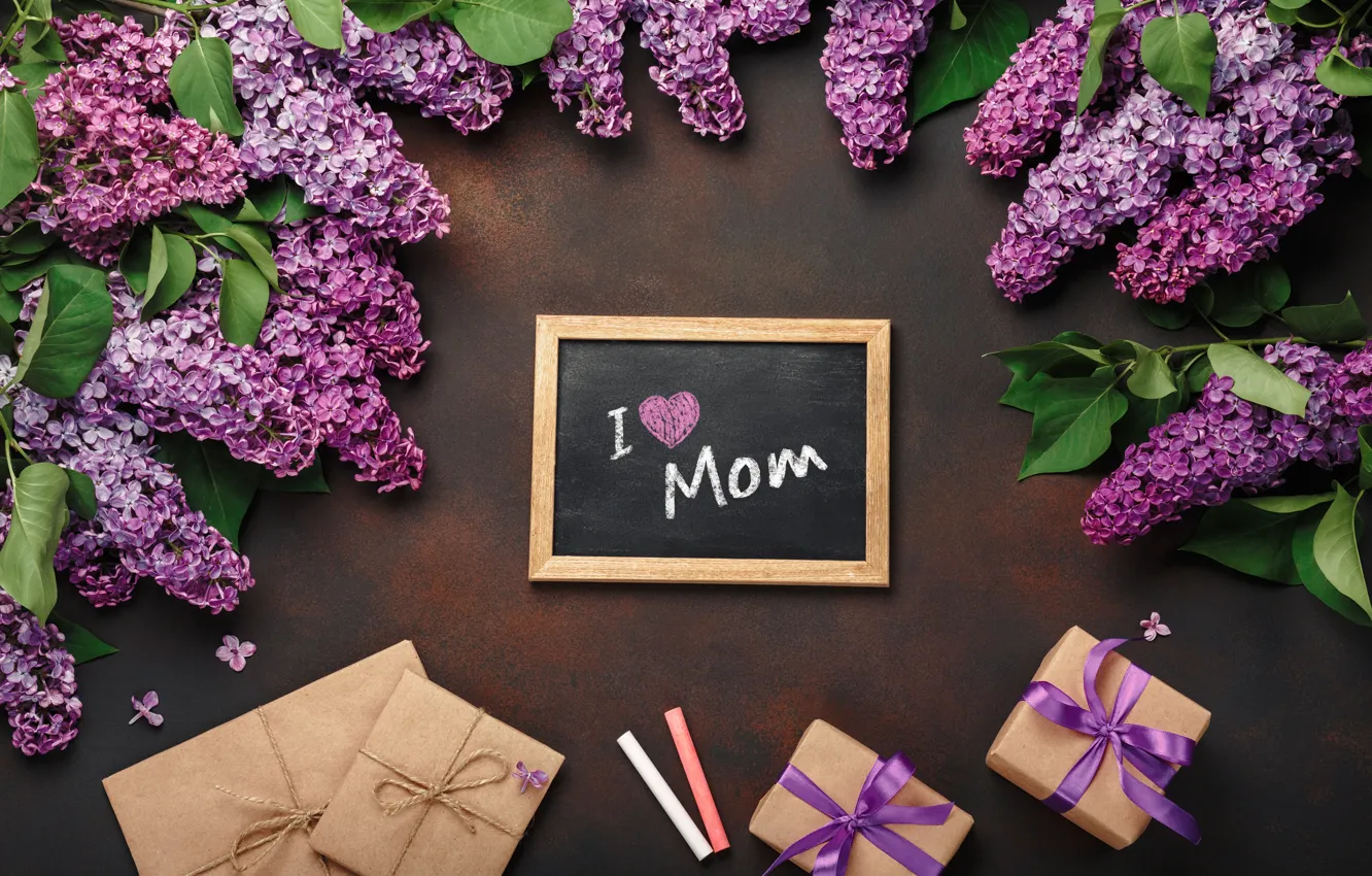 Photo wallpaper gift, spring, lilac, Mother's day
