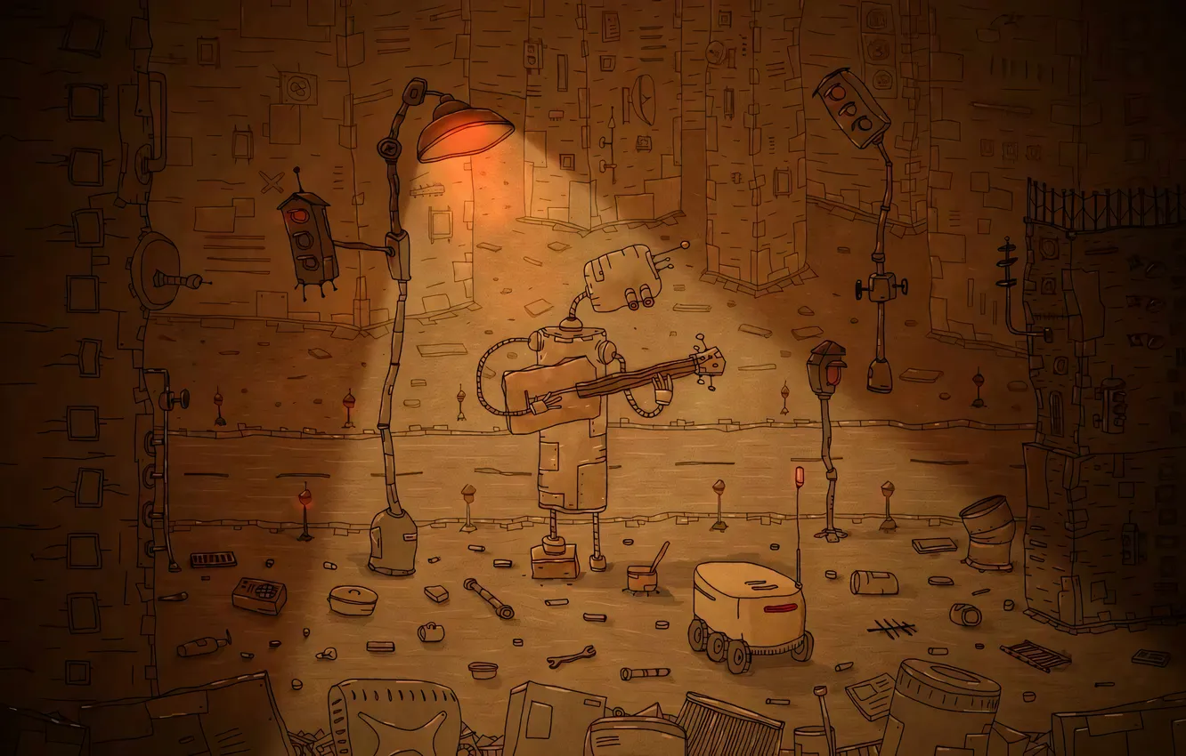 Photo wallpaper robot, lights, vladstudio