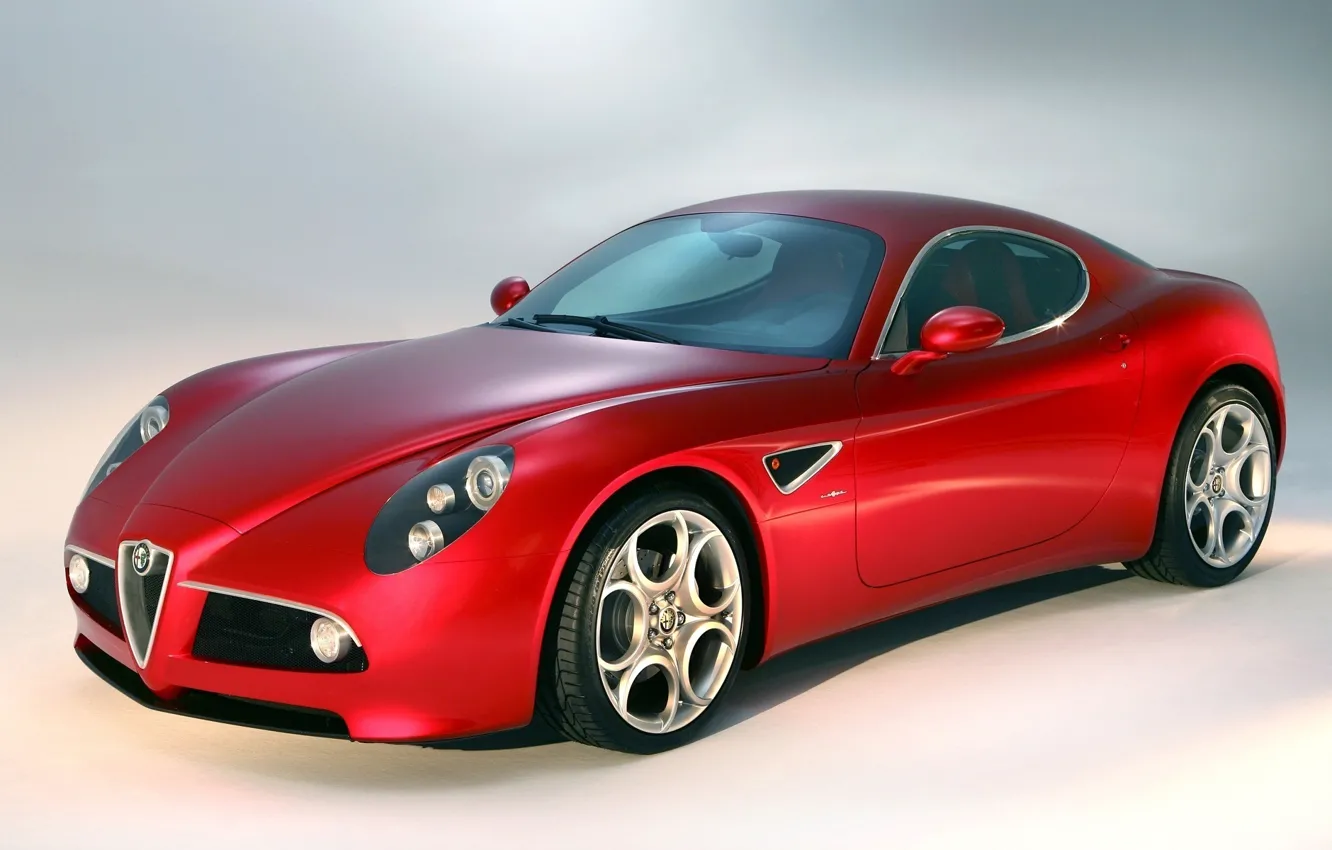 Photo wallpaper Alfa Romeo, red, Car, tuning, front, Super, chrome