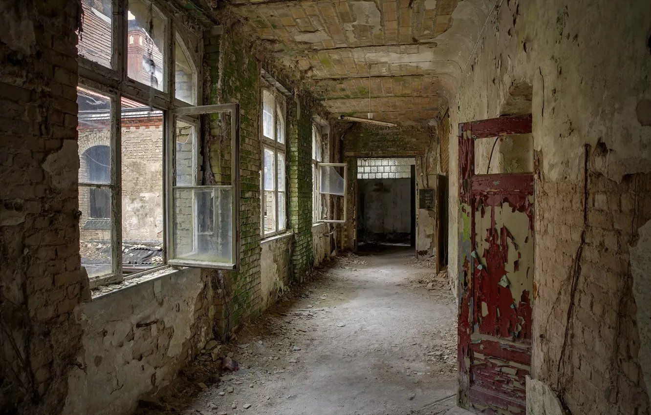 Photo wallpaper interior, the door, window, ruins