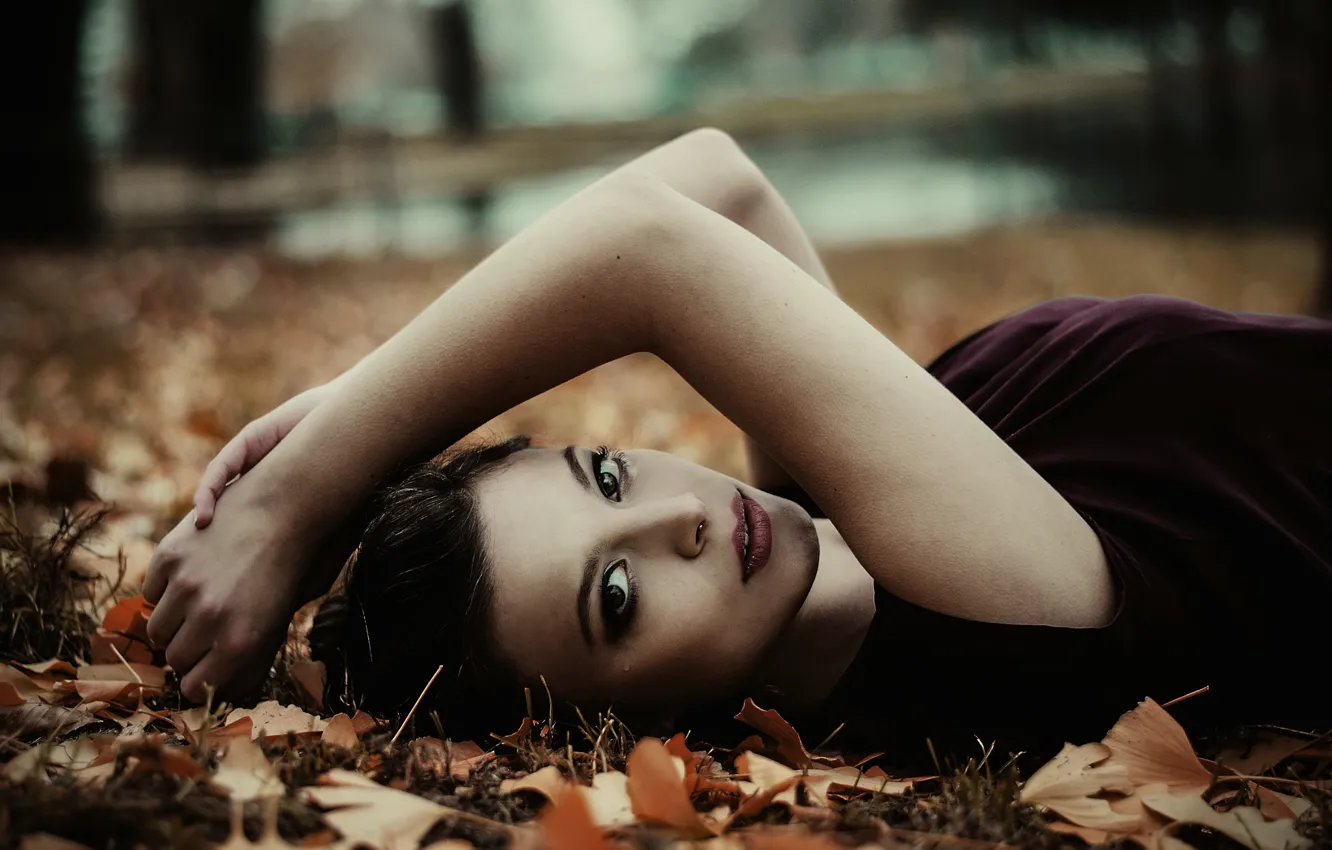 Photo wallpaper autumn, look, Park, model, Germany, Miss Kowalski