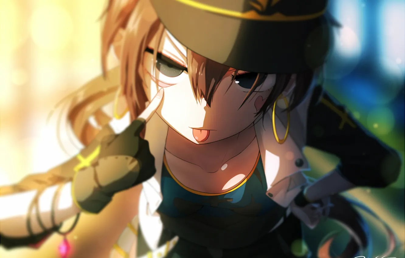 Photo wallpaper language, look, girl, art, antics