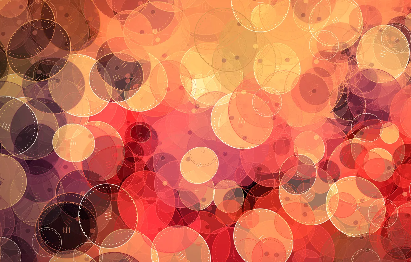 Photo wallpaper circles, yellow, red, oval, circumference