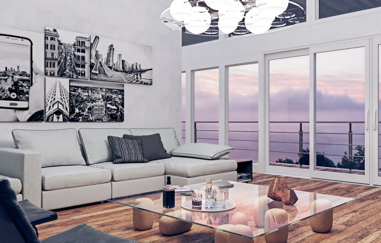 Photo wallpaper room, interior, living room, The Bachelor Apartment, bachelor's apartment