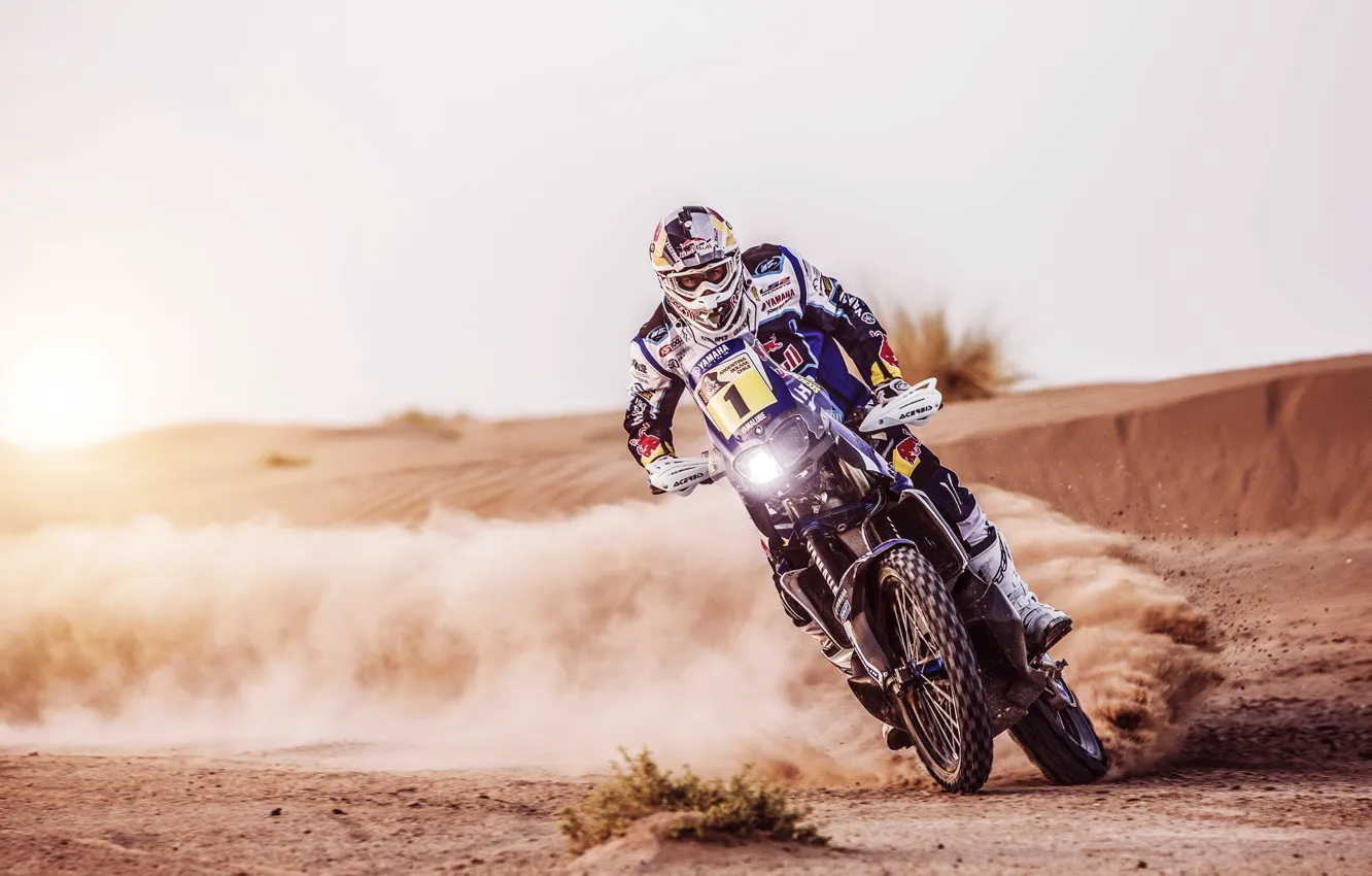 Photo wallpaper Sand, Sport, Speed, Skid, Day, Motorcycle, Racer, Moto