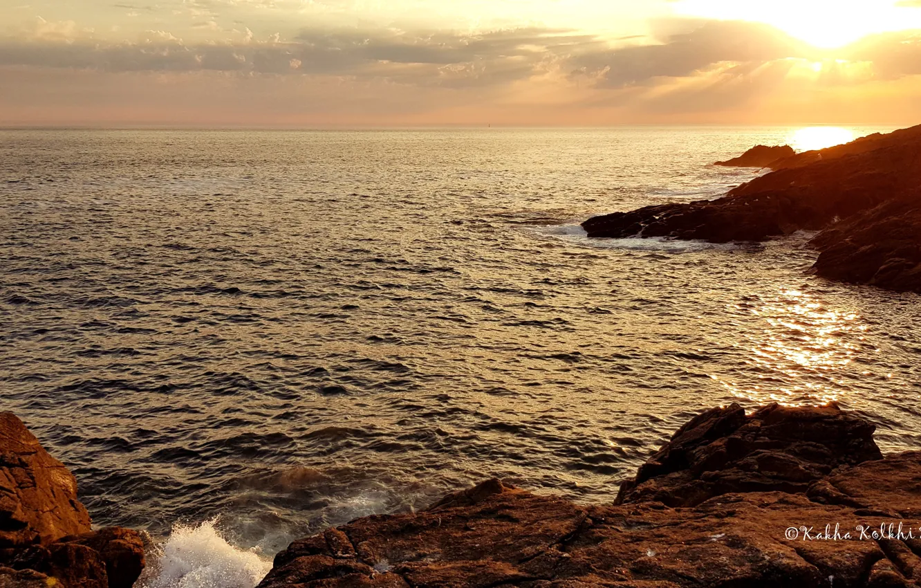 Photo wallpaper ocean, sunset, France, sun, atlantic, Atlantic Ocean, Bretagne, Sunset
