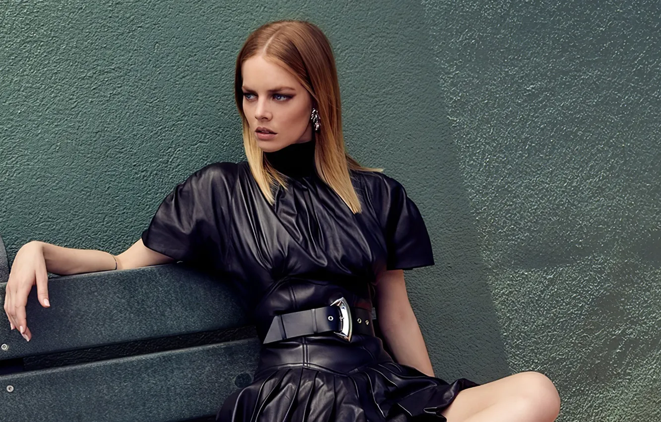 Photo wallpaper look, girl, pose, model, makeup, dress, beauty, Samara Weaving