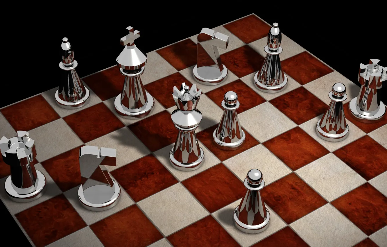 Photo wallpaper rendering, chess, Board, figure