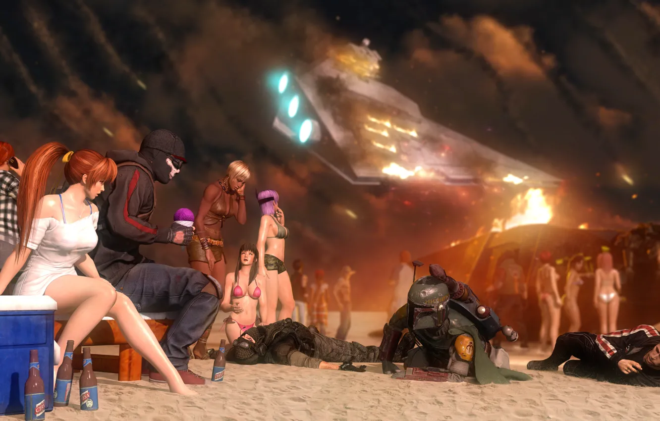 Photo wallpaper beach, game, girls, the crash, star wars, heroes, resident evil, dead or alive