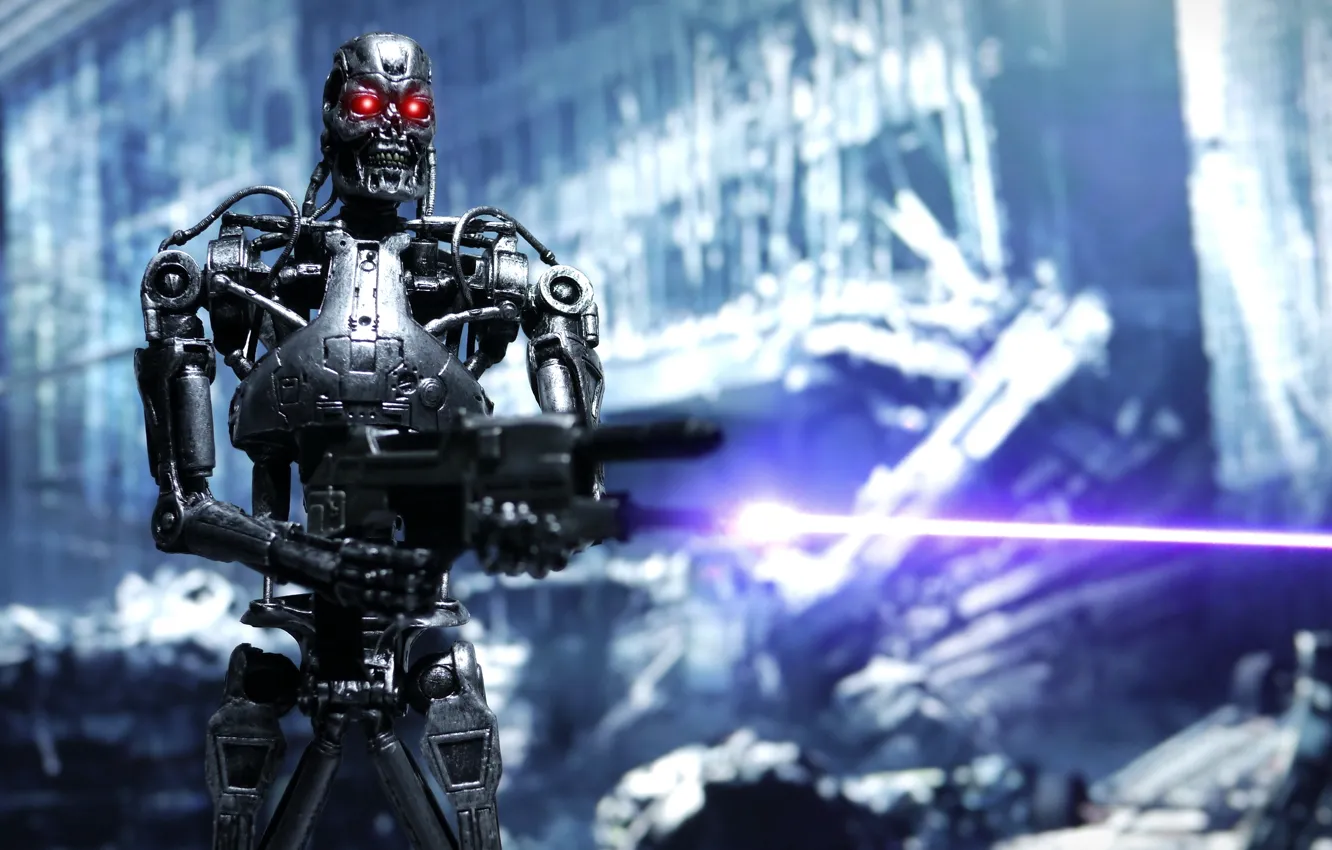 Photo wallpaper toy, robot, terminator, figurine, T-800