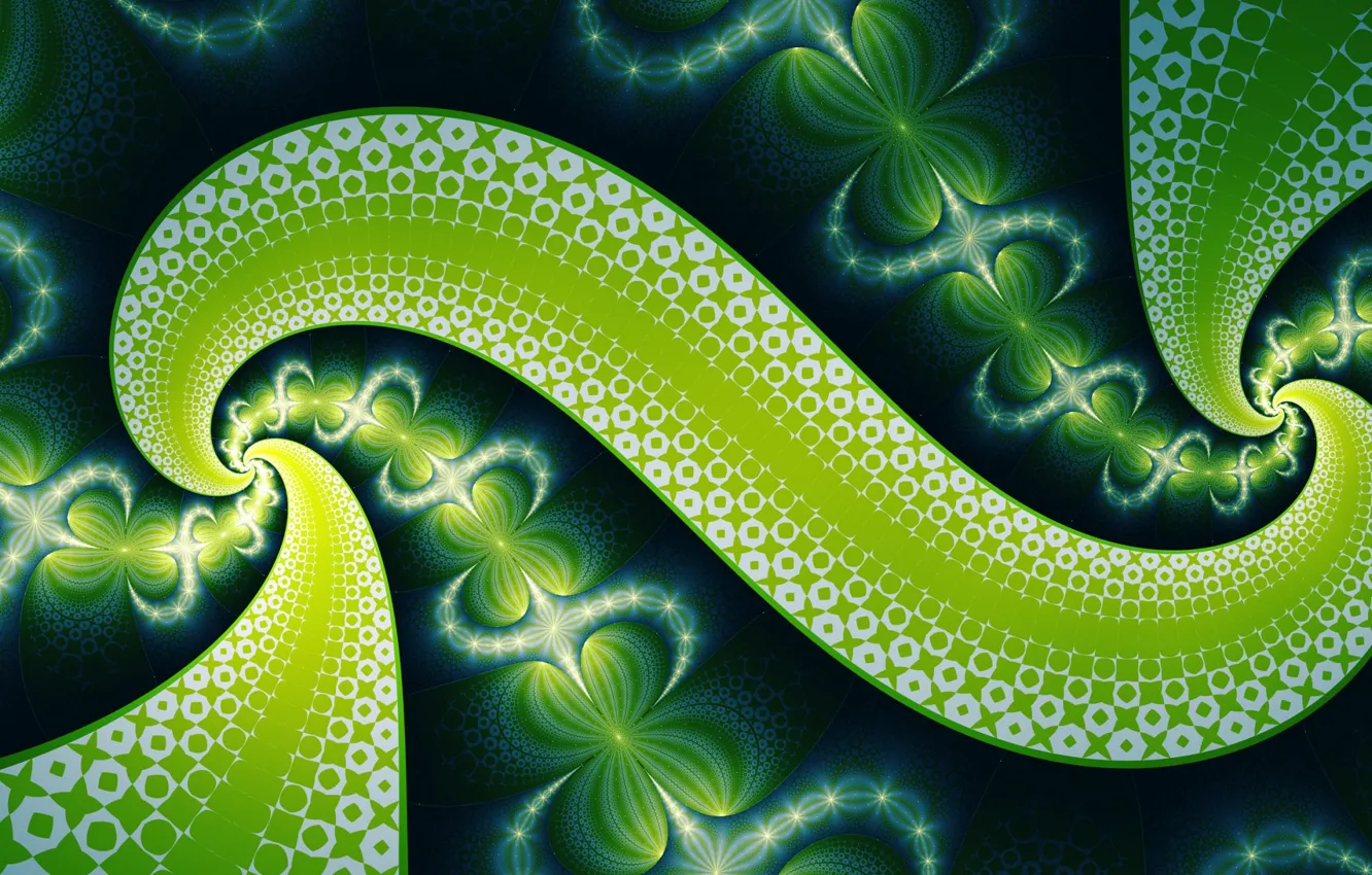 Photo wallpaper pattern, curls, green