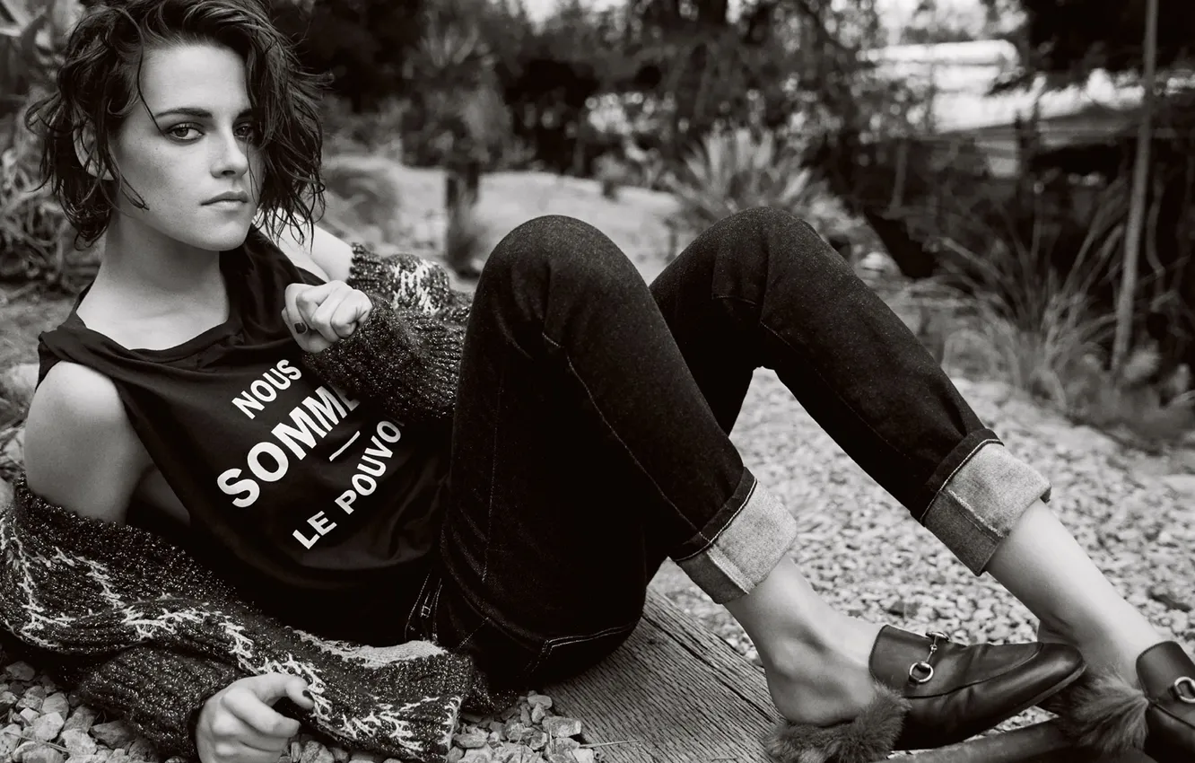 Photo wallpaper look, actress, hairstyle, photographer, black and white, Kristen Stewart, Kristen Stewart, journal