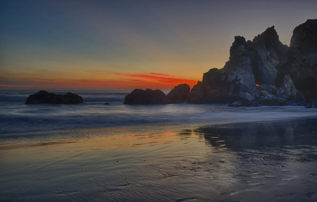 Photo wallpaper water, rocks, shore