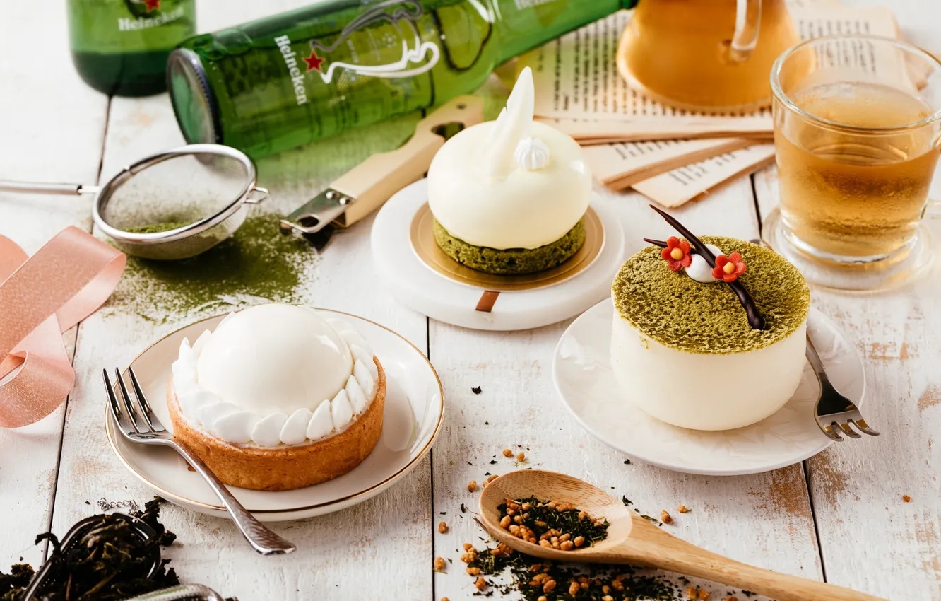 Photo wallpaper tea, dessert, cuts