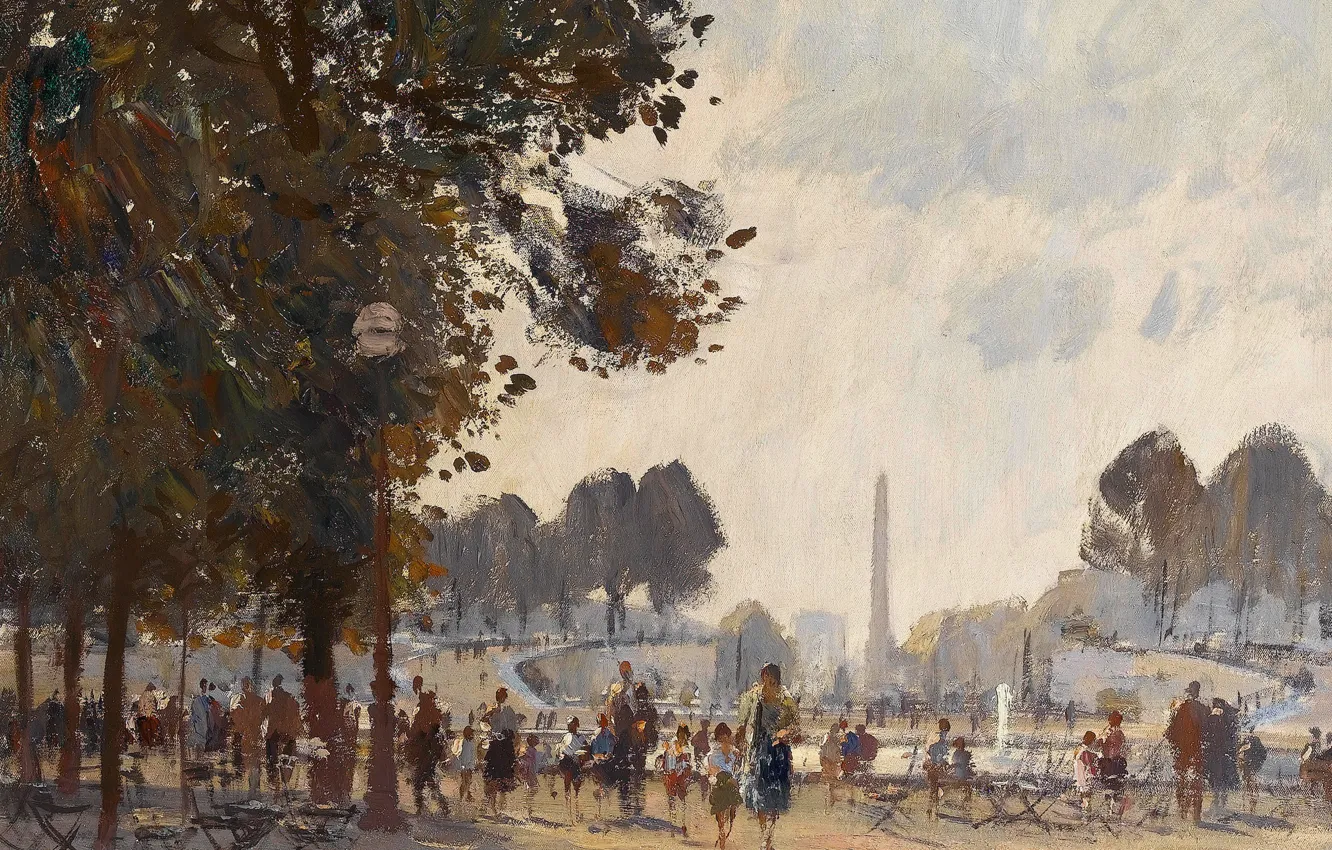 Photo wallpaper picture, the urban landscape, Edward Seago, Evening. The Tuileries Garden. Paris