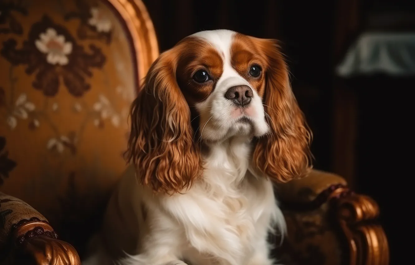 Photo wallpaper look, portrait, dog, puppy, face, AI art