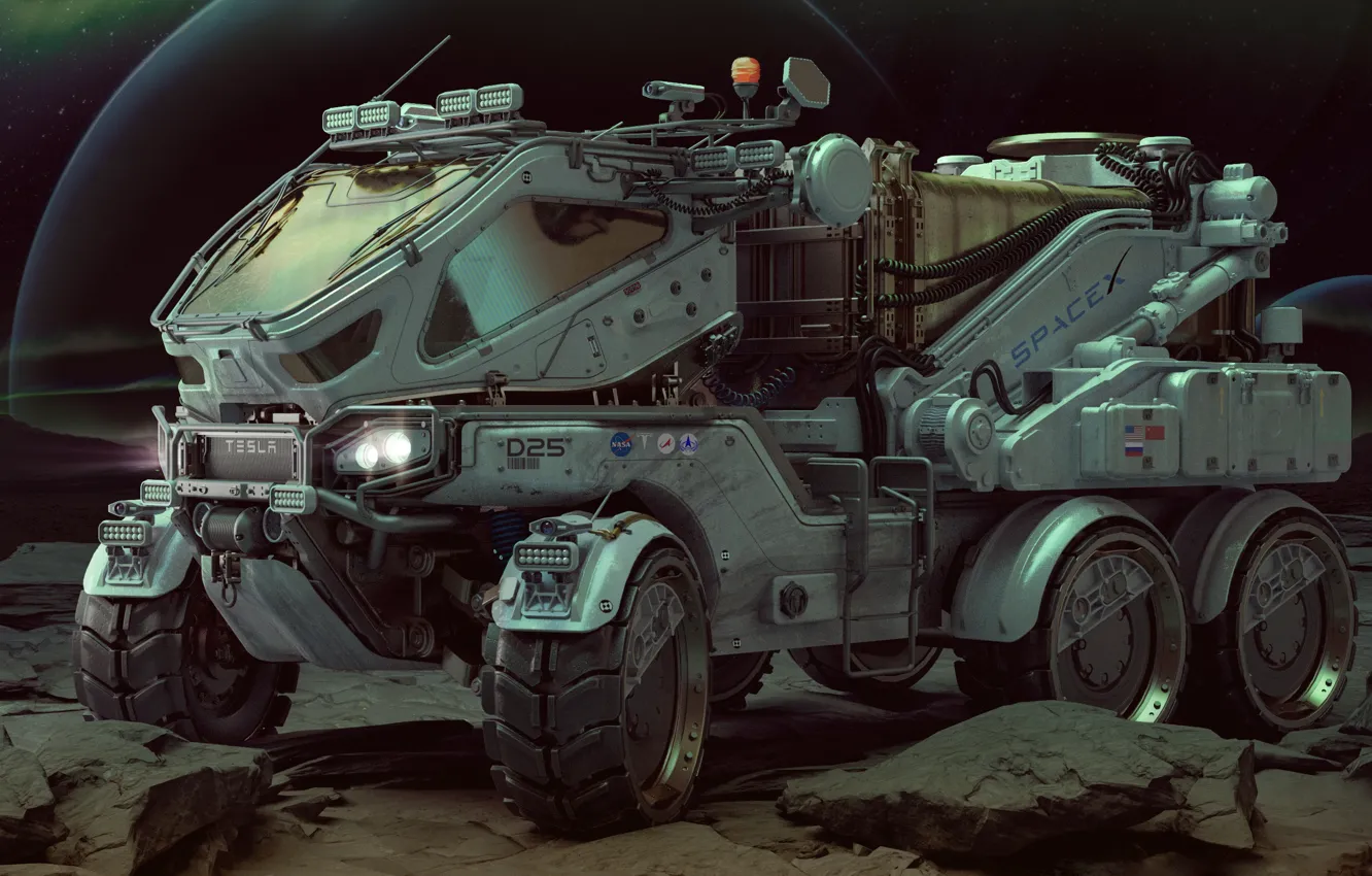 Photo wallpaper car, machine, transport, space, NASA, Tesla, SpaceX, Roscosmos