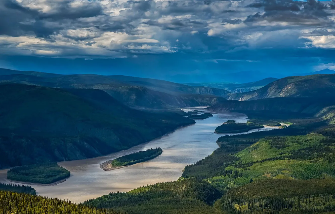 Photo wallpaper mountains, island, Canada, The Yukon River