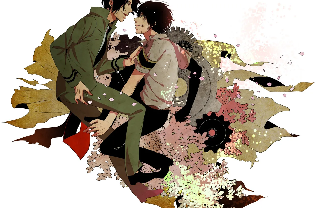Photo wallpaper flowers, fight, guy, katekyo Hitman reborn, Rakudo Mukuro, Hibari Kyoya, Teacher mafia Reborn