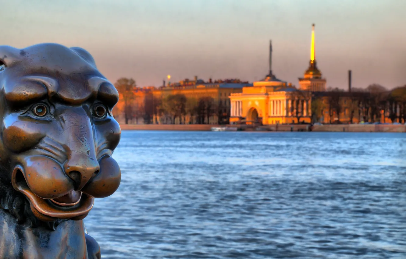 Photo wallpaper river, The Admiralty, Neva, Sphinx, St. Petersburg