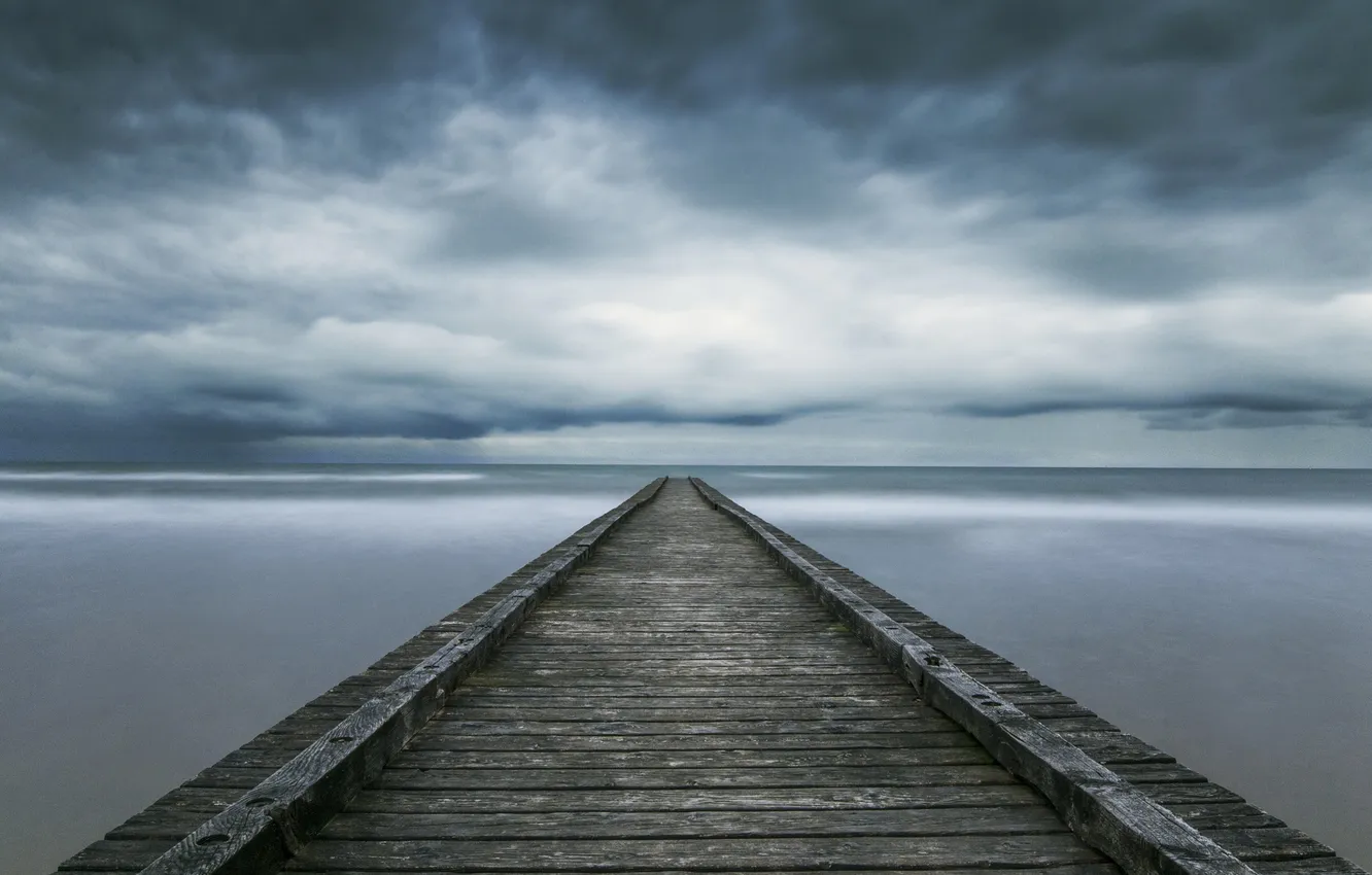 Photo wallpaper sea, the sky, clouds, nature, pierce